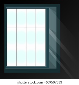 Sunlight from the window at dark room.Vector illustration