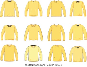 Sunlit Chic: Yellow Long Sleeve Vector : Embrace a vibrant and stylish look with our Sunlit Chic Yellow Long Sleeve Design Illustration Vector. 