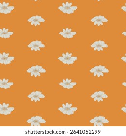 Sunlit daisies floral columns vector seamless repeat pattern tile background print, perfect for all uses