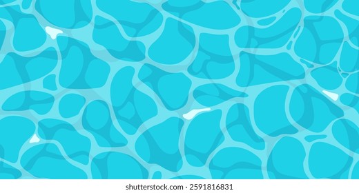 Sunlit ocean water ripple surface with clean and deep waves in cartoon style game texture top view