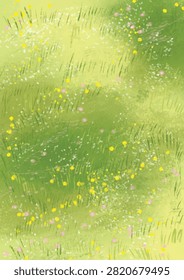 Sunlit wildflower meadow field texture vector illustration for fresh spring background designs
