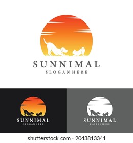 Sunnimal pet care landscapes Horse, Dog, Cat vector illustration design