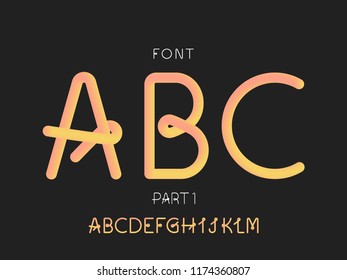 Sunny 1 font. Vector alphabet letters and numbers. Typeface design. 