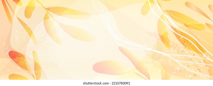 Sunny abstract background with tropical leaves and stems in wheat golden tones. Beautiful modern templates for placing text, promotions, advertising, promotions. Vector summer illustration.