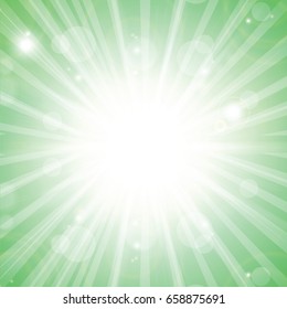 Sunny abstract summer background with sun and bokeh. Bright Background with Sunshine. SunBurst with Flare and Lens.
