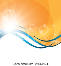 Sunny abstract sun ray background yellow orange