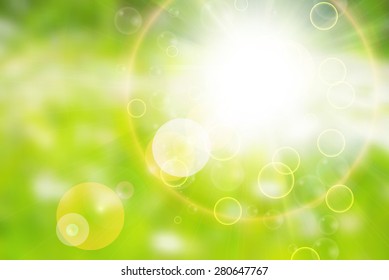 Sunny abstract sun ray background green
