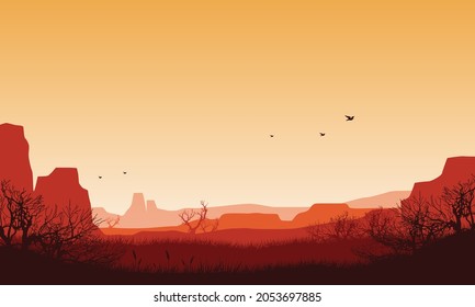 A sunny afternoon with fantastic natural views from the edge of town. Vector illustration of a city