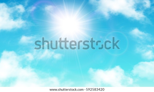 Arriere Plan Ensoleille Ciel Bleu Avec Nuages Image Vectorielle De Stock Libre De Droits