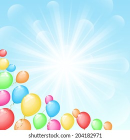 Sunny background with color balloons