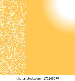 Sunny background with hand drawn ornament over yellow