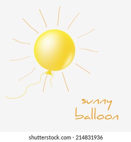 Sunny balloon with hand drawn rays