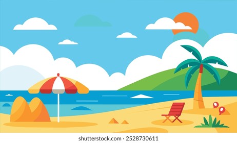Sunny Beach Day Relaxamento com Palm Tree