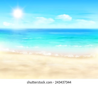 Sunny beach. Vector Illustration.