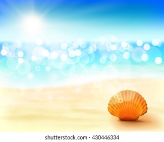 Sunny beach. Vector Illustration. 