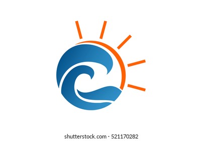sunny beach wave icon