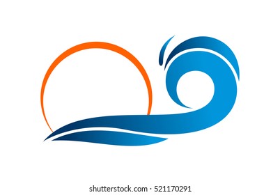 sunny beach wave icon