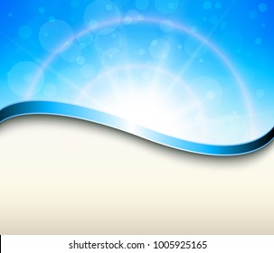 Sunny blue background with copy space, spring design.