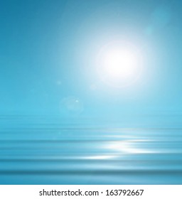 Sunny, blue background with water reflections for design, vector illustration. 
