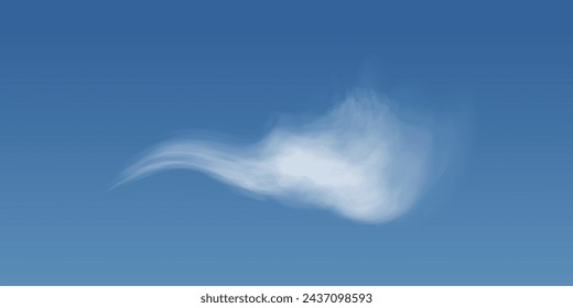 Sunny blue sky with white cumulus clouds, natural clouds of summer or spring weather, background with illustration of perfect weather on a hot bright day.