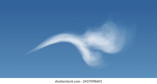 Sunny blue sky with white cumulus clouds, natural clouds of summer or spring weather, background with illustration of perfect weather on a hot bright day.