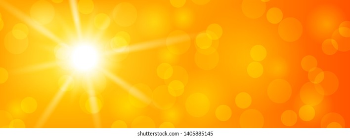 Sunny bokeh vector background hot summer sun