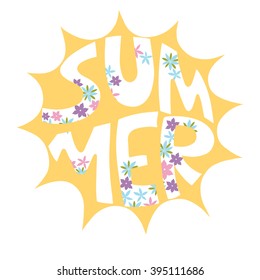 Sunny bright positive composition. Summer. Good mood. The sun. Inscription. 