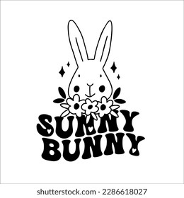 Sunny bunny SVG Cut File Design in retro style for Cricut and Silhouette. svg