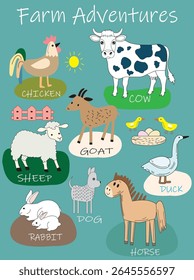 A sunny, cheerful place where animals play and crops grow tall! "On the Farm" is filled with mooing cows, clucking chickens, and buzzing tractors—perfect for a day full of fun and adventure! 