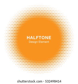 Sunny Circle Halftone Logo Design Element. Sun vector icon. Sun halftone emblem for health, treatment, medical, cosmetic, pharm. Honey sun logo vector illustration
