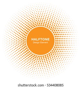 Sunny Circle Halftone Vector Logo Design Element. Sun halftone icon emblem for health, treatment, medical, cosmetic, pharm, honey.