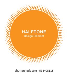 Sunny Circle Halftone Vector Logo Design Element. Sun halftone icon emblem for health, treatment, medical, cosmetic, pharm, honey.