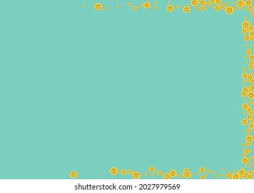 Sunny Citrus Background Green Vector. Drink Decoration. Yellow Citrus Print. Nature Bright Decoration.