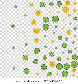 Sunny Citrus Background Transparent Vector. Lemonade Pattern. Grass Fruit Wrapping. Tropical Fruit Bright Set.