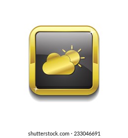 Sunny Cloud Gold Vector Icon Button