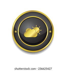 Sunny Cloud Gold Vector Icon Button