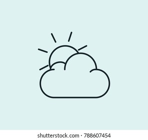 Sunny cloud icon line isolated on clean background. Sunrise concept drawing icon line in modern style. Vector illustration for your web site mobile logo app UI design.