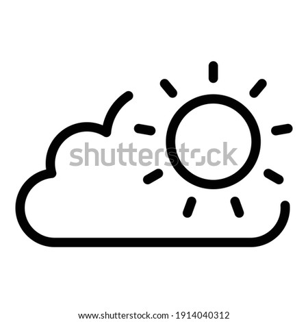 Sunny cloud icon. Outline sunny cloud vector icon for web design isolated on white background