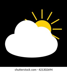 Sunny with cloud weather forecast icon on black background