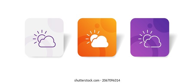 sunny and cloudy pixel perfect icon set bundle in line, solid, glyph, 3d gradient style