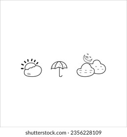 sunny with cloudy sun moon umbrella hand drawn illustration doodles