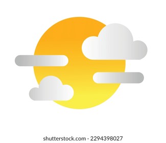 Sunny cloudy vector weather icon.