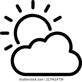 icono del vector del clima soleado y nublado lineal y estilo de contorno.