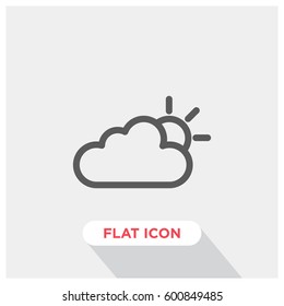  Sunny cloudy weather vector icon, day symbol. Modern, simple flat vector illustration for web site or mobile app