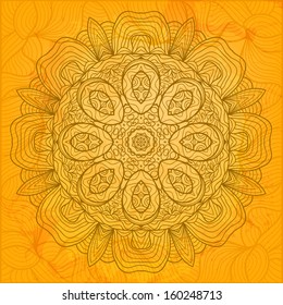 Sunny colored abstract vector background with a round ornament