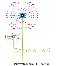 Sunny colorful dandelion template for design with place for your text