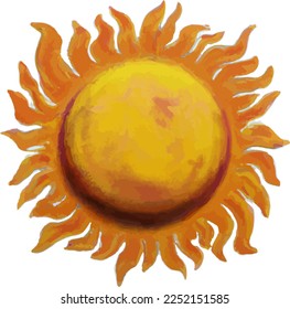 Sunny day, abstract sun, vector logo template, round orange shapes on white background.