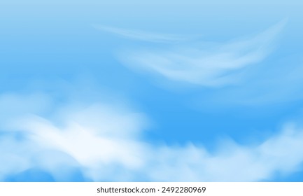 Sunny day background with blue sky and beautiful white clouds