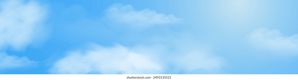 Sunny day background with blue sky and beautiful white clouds