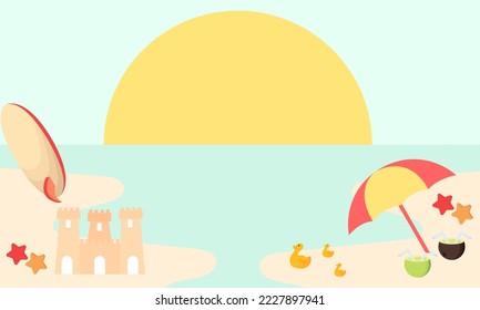 sunny day beach background illustration with beach theme